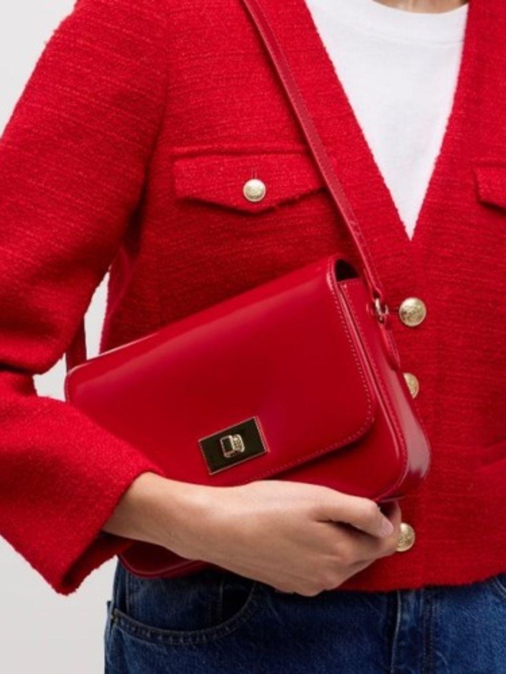 J CREW Red Leather Bag - Classic Womens Purse